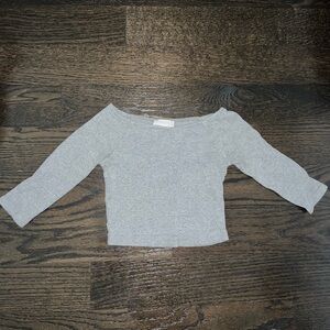 Grey Crop Top with 3/4 Sleeves